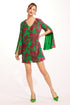 Ceren V-Neck Mini Shift Dress – Camellia Bloom